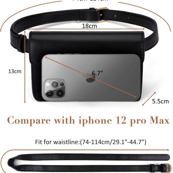 Fanny Pack for Women PU Leather Belt Bag Waist Bag Fashion Waist Pack Pouch Smal - Picture 3 of 7